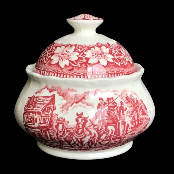 ROYAL TUDOR WARE Coaching Taverns Staffordshire England Sugar & Creamer Set - Picture 2 of 11